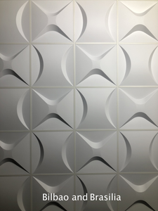 Bilbao and Brasilia modern ceiling tiles in 2x2 acoustic ceiling grid