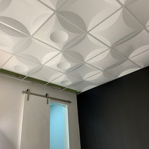 Globen Europa Modern 3D Acoustic Decorative Drop suspended 24x24 grid Ceiling Tiles PVC Brutal Ceilings Versatility
