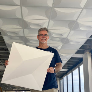 Blox Europa Globen Modern or Contemporary 3D Acoustic Decorative Drop suspended 24x24 grid Ceiling Tiles PVC Brutal Ceilings